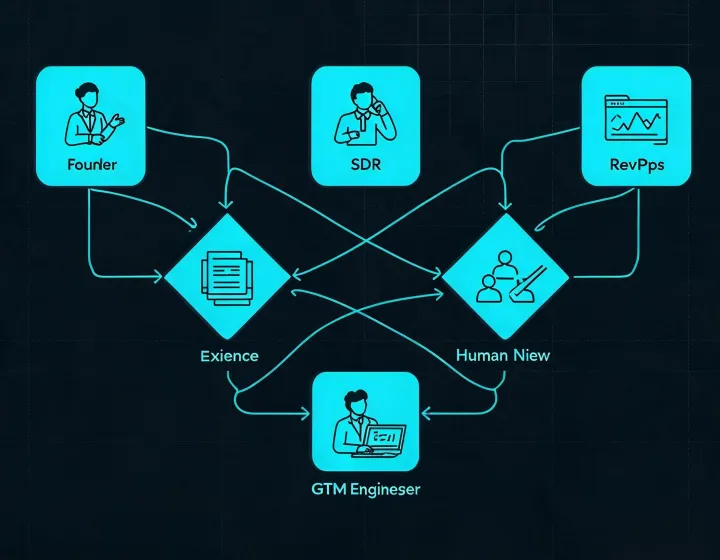 Four agent prospecting use-case systems connected to review gates